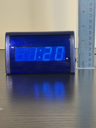 Vintage Snooze Blue Digital Alarm Clock Model E188 Tested Working Blue Display