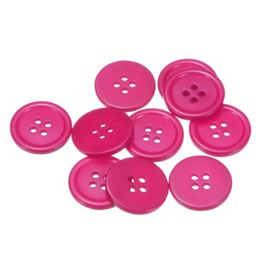 10pcs 32L Sewing Buttons 4/5'' Resin Round Flat 4-Hole Craft Buttons, Dark Pink
