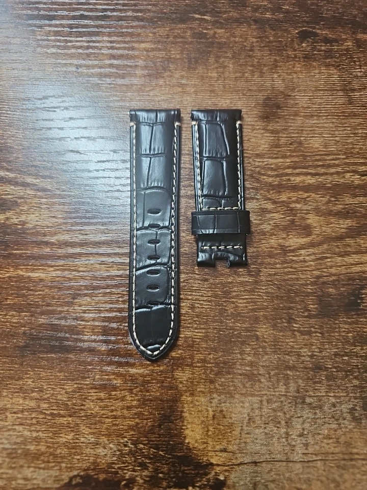 Panerai Watch 24/22mm OEM Black Alligator Strap for Deployment Deployant Buckle - Image 3 of 4