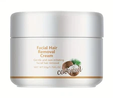 Facial Depilatory Cream, Coconut Hair Remover for Upper Lip and Chin for Women F