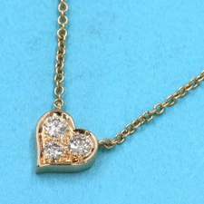 Tiffany & Co. Sentimental Heart 3P Diamond Pendant 18K Rose Gold 42cm Necklace