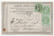 France, Carte Postale with No 48 One + Pair from 1873