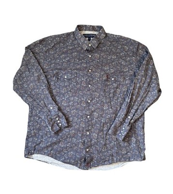 Lucchese Bootmaker Paisley Pearl Snap Shirt Men s Size 2XL Western Cowboy Rodeo