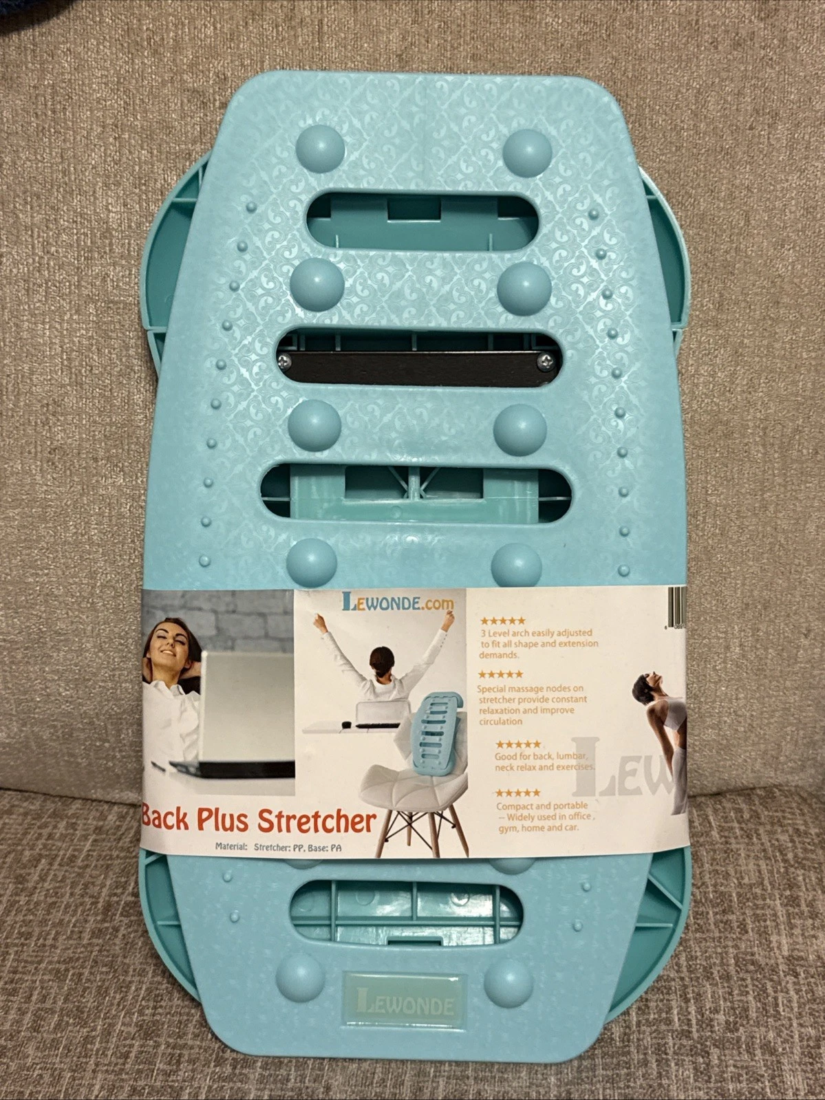 Lewonde Back Plus Stretcher Lumbar Support NWT Teal Perfect For Relaxing
