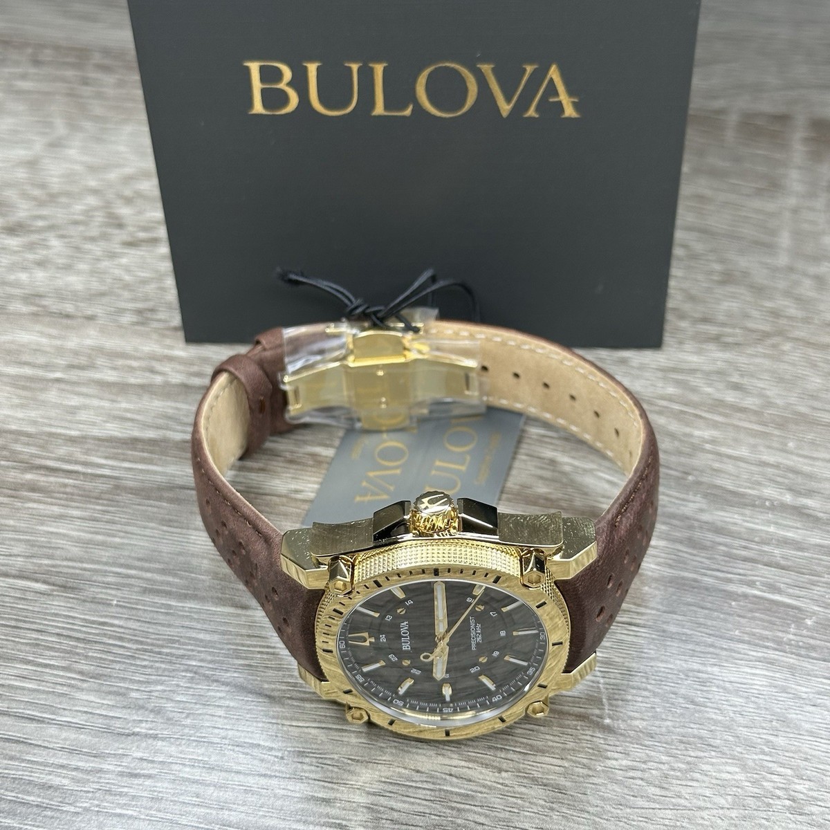 NEW✓262KHz✓ Bulova Icon Precisionist Gold Case Brown Men's