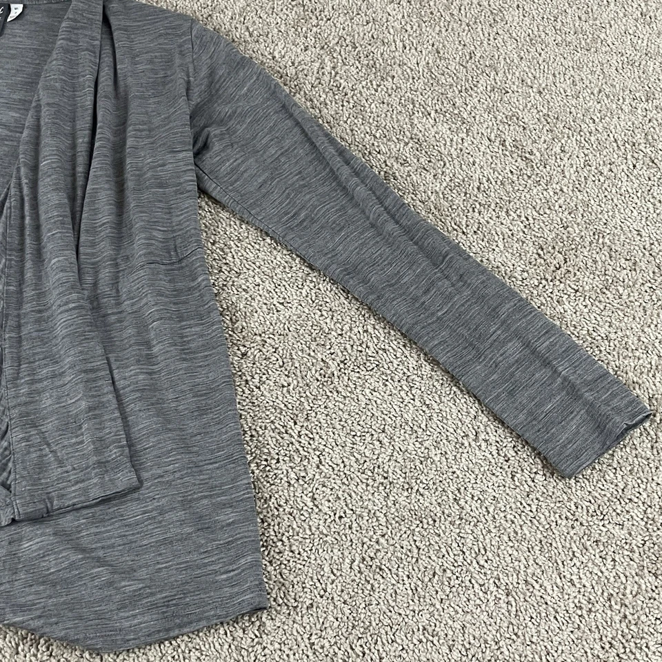 Cárdigan Ibex para mujer talla pequeña gris manga larga frente abierto lana Zque E233 Foto 4 de 4