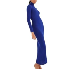 Something Navy Turtleneck Open Back Sweater Dress Cobalt