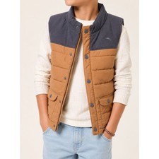 Tommy Bahama Kids Puffer Vest Brown Navy Snap Utility Quilted Size L 10/12