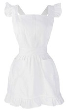 Retro Adjustable Ruffle Apron Kitchen Cooking Baking Cleaning Maid Costume W...