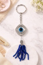 Evil Eye Keychain Blue Beaded Tassel Bag Charm/Keychain