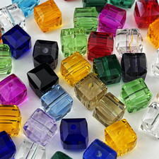 40pcs 10mm Cube Crystal Glass Beads for Jewelry Making Faceted Square Crystal...