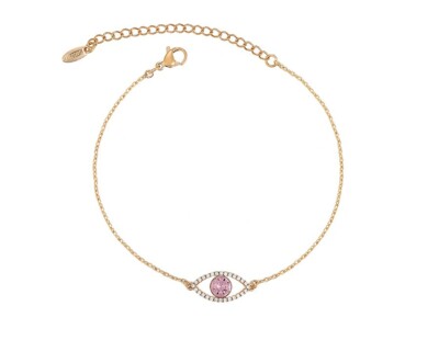 Evil Eye Bracelet Chain Made with Swarovski Crystal 7in Length with extension 2''