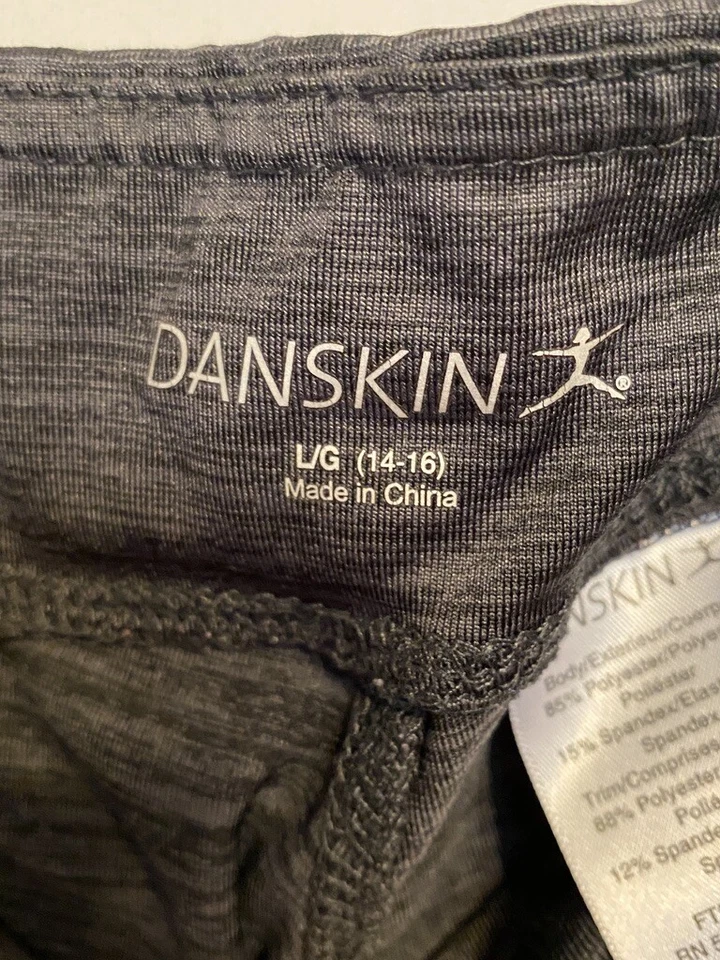 ¡Bonito! DANSKIN ~ Leggings Niñas Gris/Blanco Mezcla Poli ~ Talla L (14-16) Foto 2 de 4