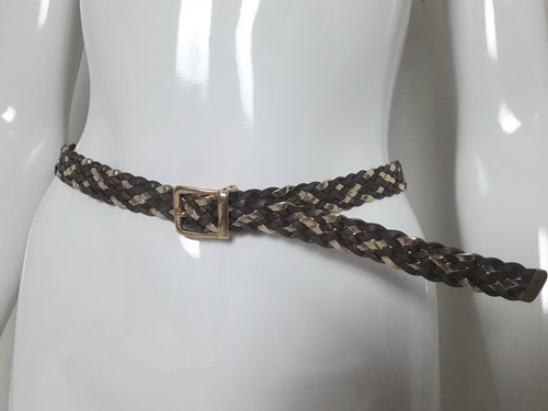 N42 CEINTURE tressée mordorée simili T.70 VINTAGE 80 LEATHER BELT woman size S/M - Imagen 6 de 7