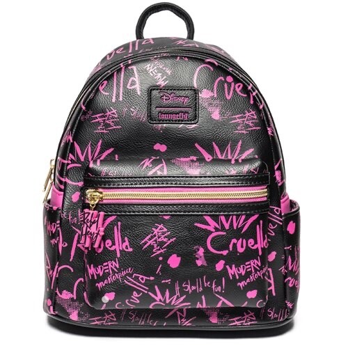 Loungefly Cruella Graffiti Mini Backpack in Black and Pink Faux Leather