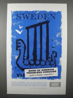 1957 Bank of America Travelers Cheques Ad - Sweden