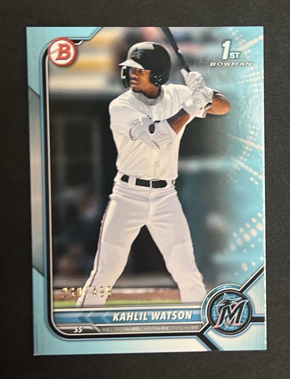 2022 Bowman KAHLIL WATSON 1st Bowman Sky Blue Paper /499 BP-3 Marlins