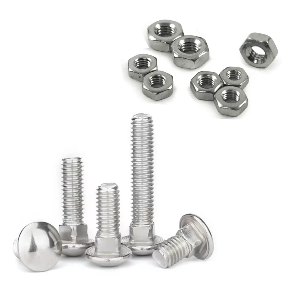 NUTS ABOUT BOLTS M5 M6 M8 Cup Square Carriage Coach Bolt With Hex Full Nuts A2 Stainless Steel