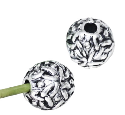 2 od.4 Stück Zinn Perlen Handgegossen Künstlerperle celtic rund 8mm Loch 2,5mm