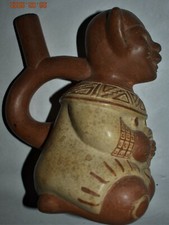 ORIG $399. PERU MOCHE STIRRUP CAT BOWL 7" PROV