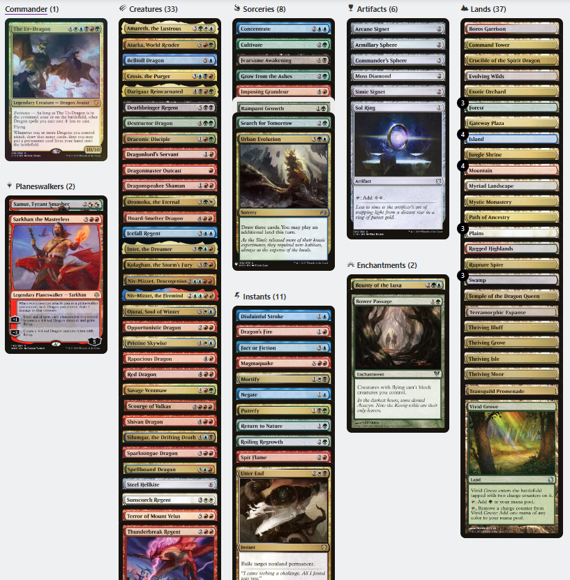 The Ur-Dragon DRAGON TRIBAL Magic MTG Custom Commander Deck