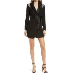 open lace back dress LAVISH ALICE NYLA EMBELLISHED BLAZER MINI DRESS IN POWER PINK – Arelia's  Dream main image 1