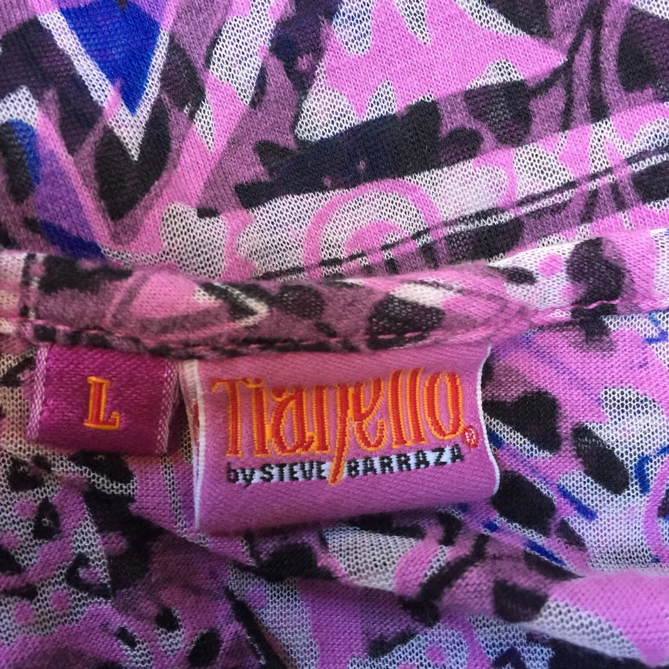 Túnica Tianello feminina manga 3/4 top grande leve bainha lenço geométrica roxa - Imagem 3 de 4