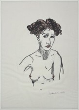 Stephan Balkenhol Nacktes Mädchen Farblithographie 1998 handsigniert und datiert