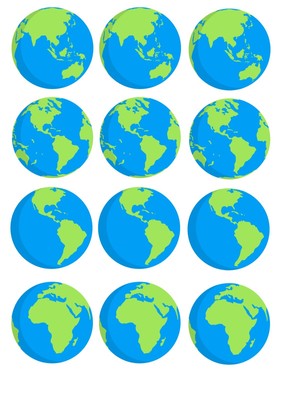 Globe Earth Bon Voyage Cupcake Toppers 12 X 6cm Or 24 X 4cm A4 Edible Icing Ebay