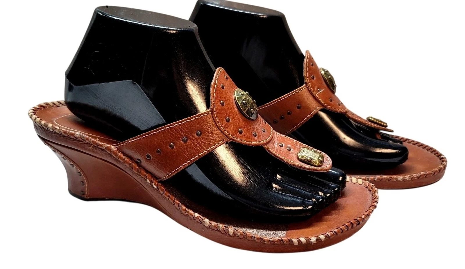 Sandali Clarks Artigianali Pelle Marrone Zeppa Accenti Ottone Artigianali Donna 9M