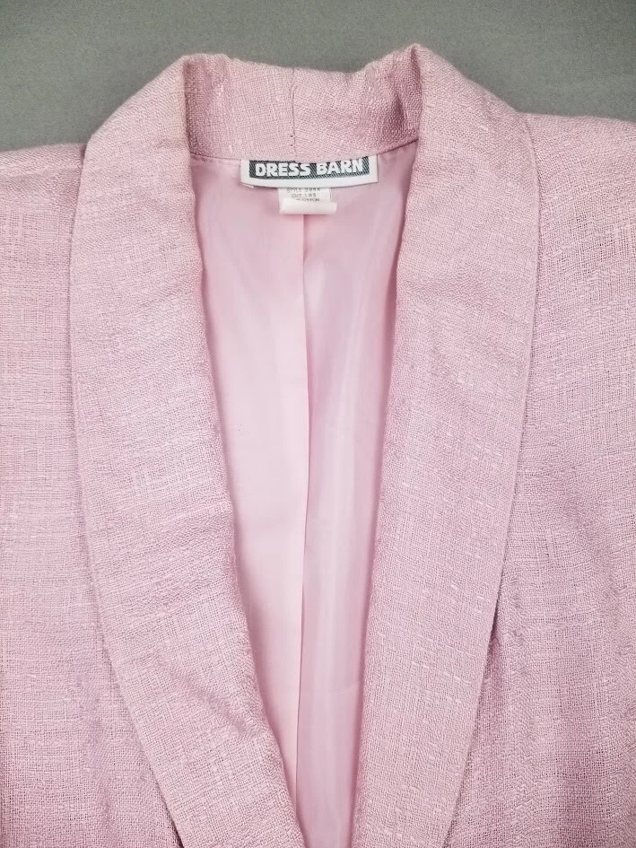 Платье Barn Blazer женщин L-XL розовый лен свет шаль винтажный США льняной смеси куртка  - Изображение 2 из 4