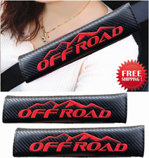 2Pcs Carbon Fiber Soft Seat Belt Cushions Shoulder Pad Embroidered Off Road Logo