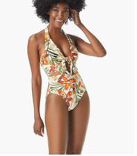 Vince Camuto Women's Seychelles Floral Tie Front Halter One-piece Size 12 7887