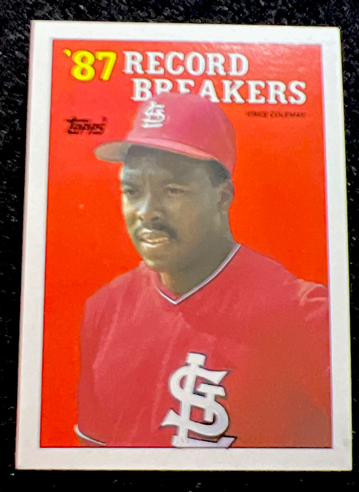 1988 Topps Baseball Card 87 Record Breakers Vince Coleman 1 baseball