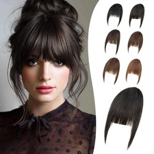 Human Hair Bangs, Clip in Bangs Real Human Hair Wispy Fringe, Piece Hair Bang...