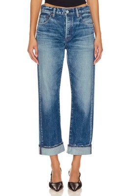 NWT Moussy Vintage Foxwood in Blue Straight Rigid Denim Jeans 26 $360