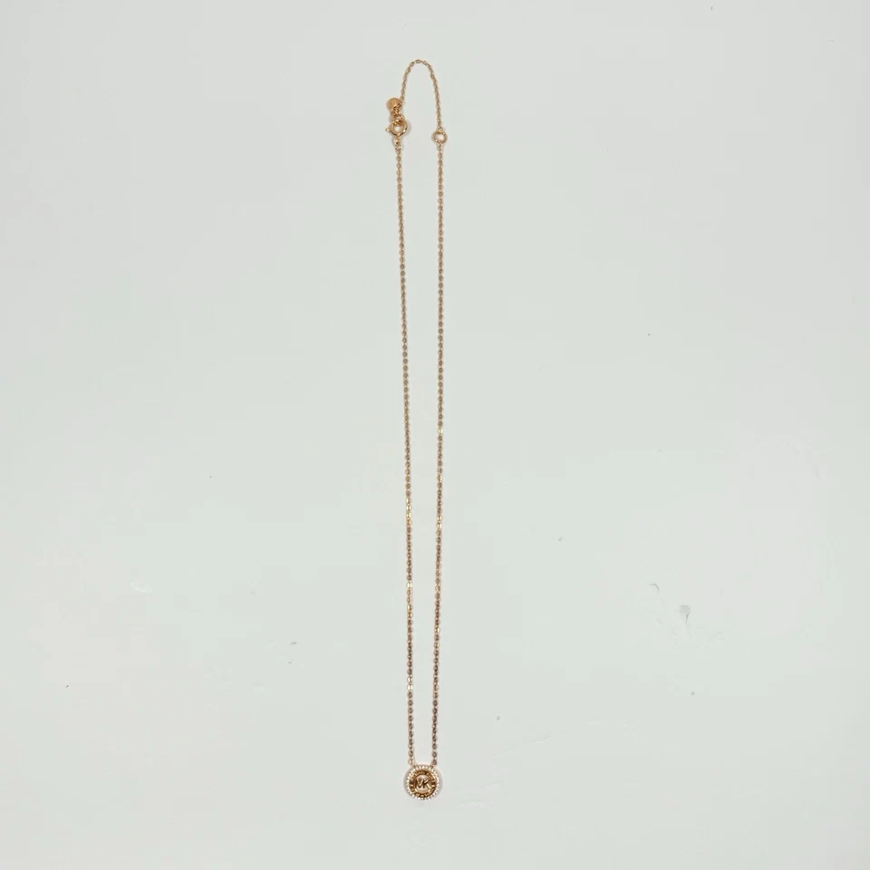 "Collar Michael Kors Damas Tono Dorado Logo MK Piedra Circonita Con Caja Original Cadena 18""" Foto 3 de 4