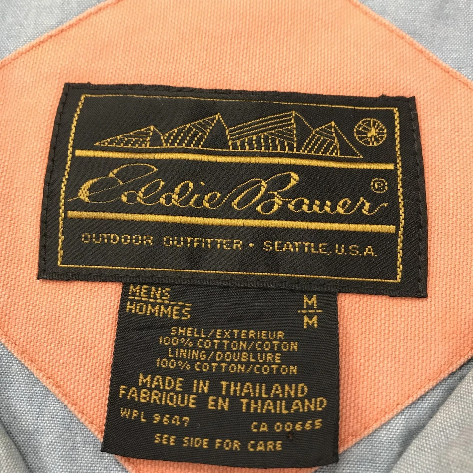 VINTAGE Eddie Bauer Jacket Mens Medium Orange Pastel Cotton Fisherman Hiking 90s - Image 4 of 4