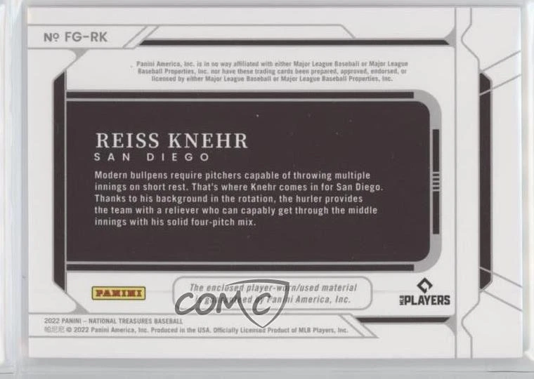 2022 Panini National Treasures Field Gear /99 Reiss Knehr #FG-RK - Image 2 of 2