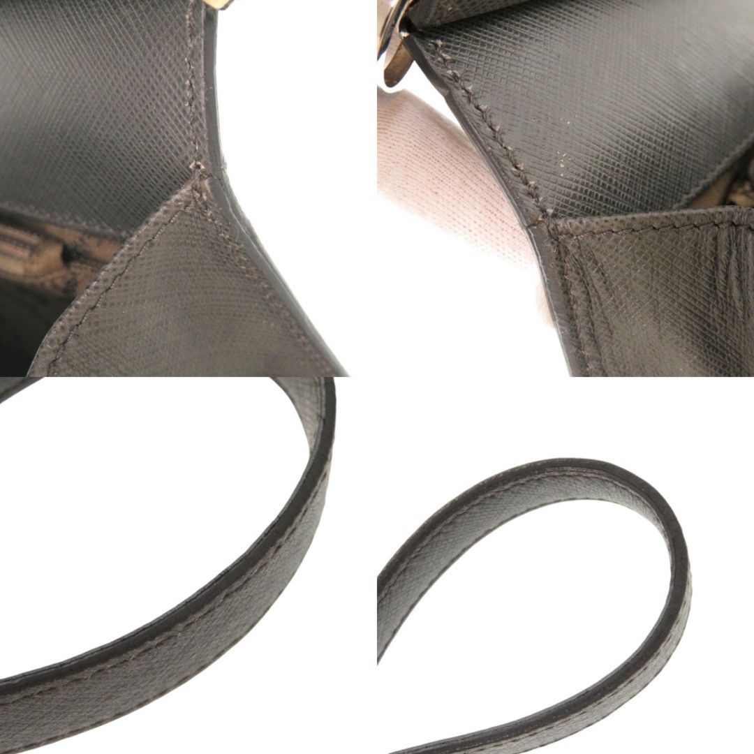 Salvatore Ferragamo Double Gancini Leather Shoulder Bag Gray Used From Japan image 9