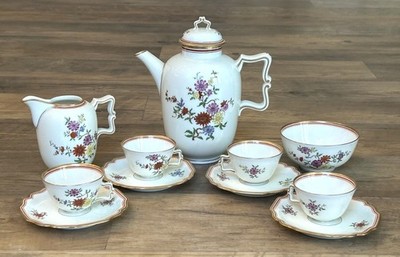 Antique 1920 s Augarten Wein Porcelain 12-piece Demitasse Cup & Coffee Pot Set