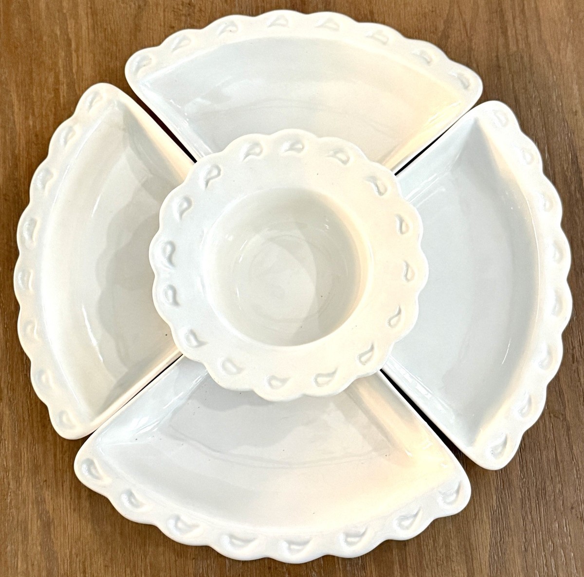 Vintage California Pottery L48 Lazy Susan Chip Dip Relish Tray 5