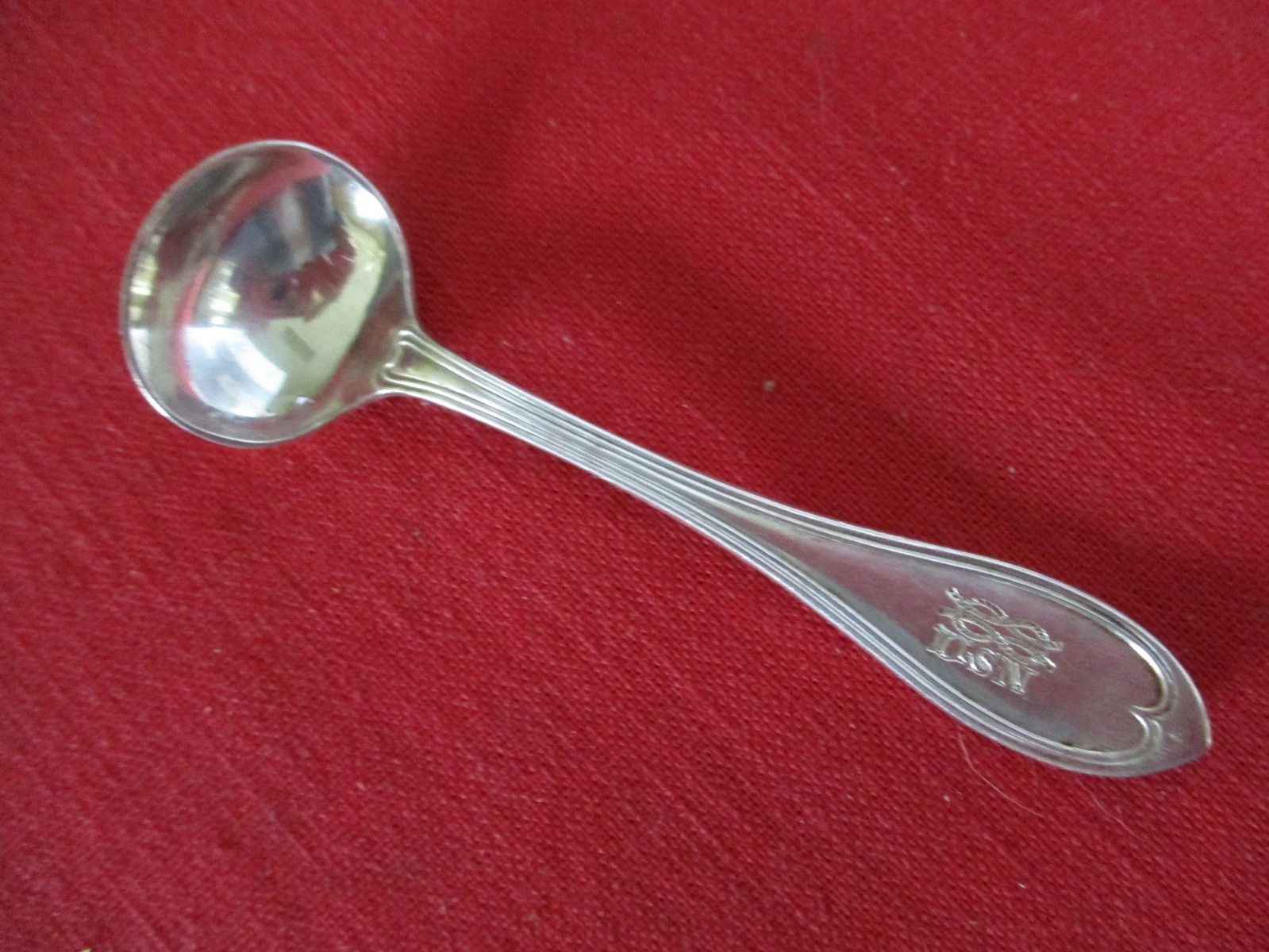 WW1 USN Silverplate Tiny Ladle, Boulas Knot, 1800`s Threaded Oval Pattern #23
