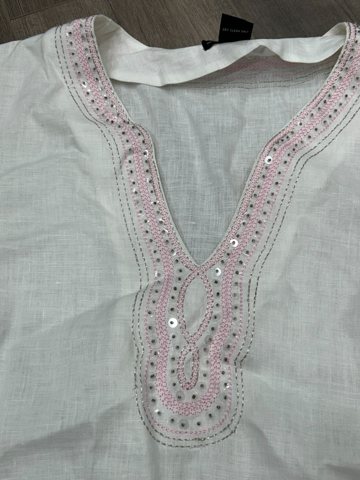 Grace Elements Womens White Linen Embroidered Tri… - image 3