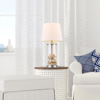 Clear Glass Fillable Table Lamp Cylinder Style Modern Beachy Bedroom Living Room