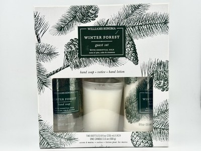 Williams Sonoma Winter Forest Guest Set Hand Soap Lotion Votive Candle New