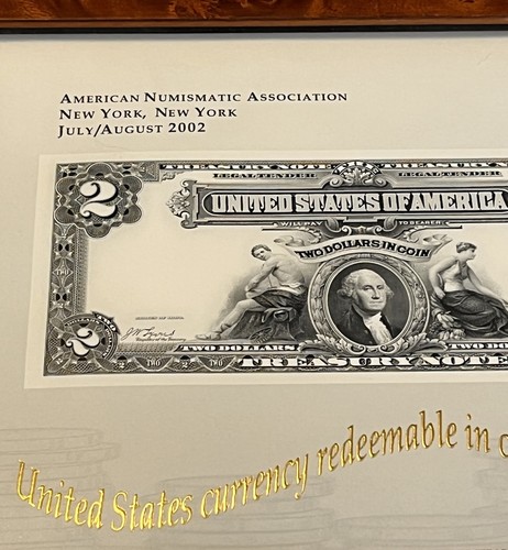 Framed BEP Souvenir Card 2002 American Numismatic Association Convention in NYC - Picture 2 of 7