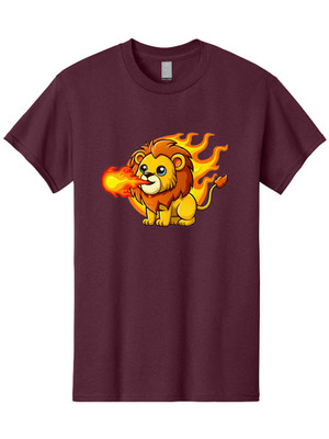 Cartoon-Lion Mens Graphic Tee, 100% Cotton, Casual Summer Wear