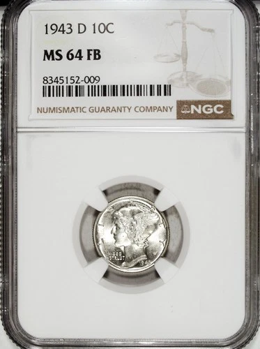 1943 D NGC MS 64 FB Mercury Silver Dime ☆☆ Great For Sets ☆☆ 009