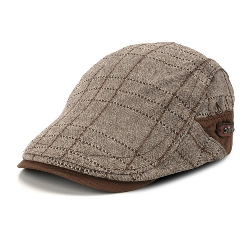 Men Newsboy Caps Cotton Buckle Adjustable Beret Hat Flat Driving Cap Cabbie G...